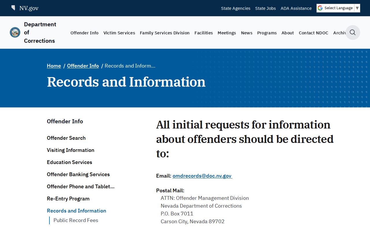 NDOC records fallback for a Storey County 72-hour release transfer
