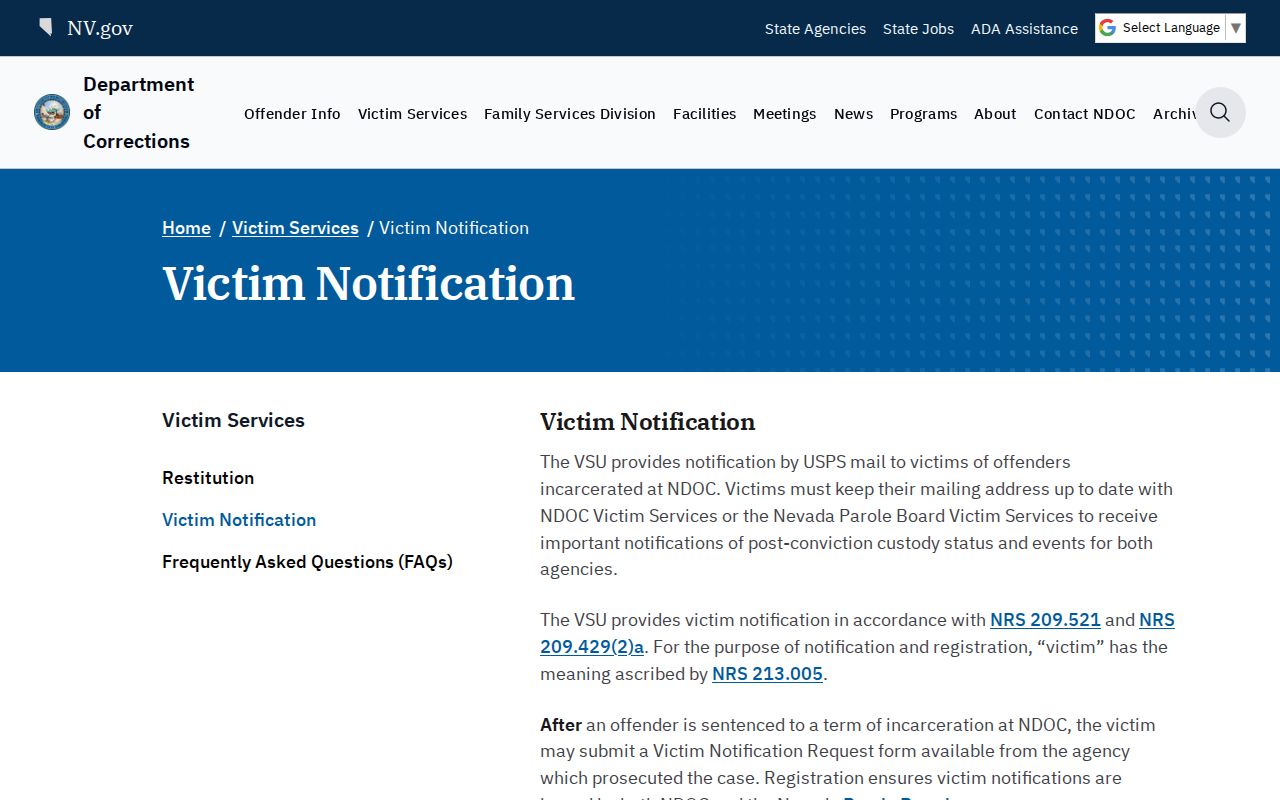 Nevada notification instructions for Storey County 72-hour release events